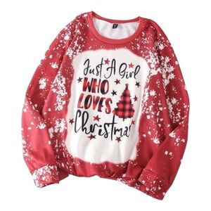 Christmas Sweatshirt Just A Girl Who Loves Christmas Plaid‎ Tree Women Size 2XL